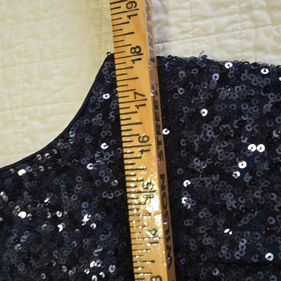 Badgley Mischka Sequin Cocktail Dress Navy Womens Size 14 - Picture 8 of 10